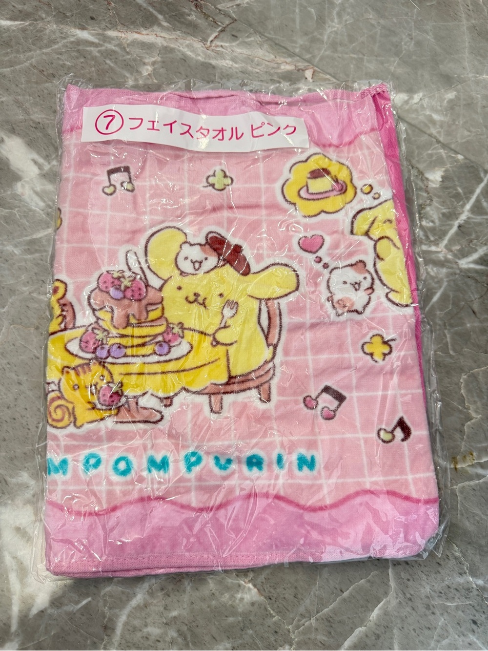 New Sanrio Pompompurin Pink & Yellow Dessert Face Towel